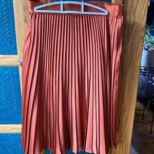 Express copper Pleated Midi Skirt
